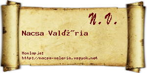 Nacsa Valéria névjegykártya