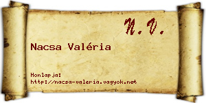 Nacsa Valéria névjegykártya